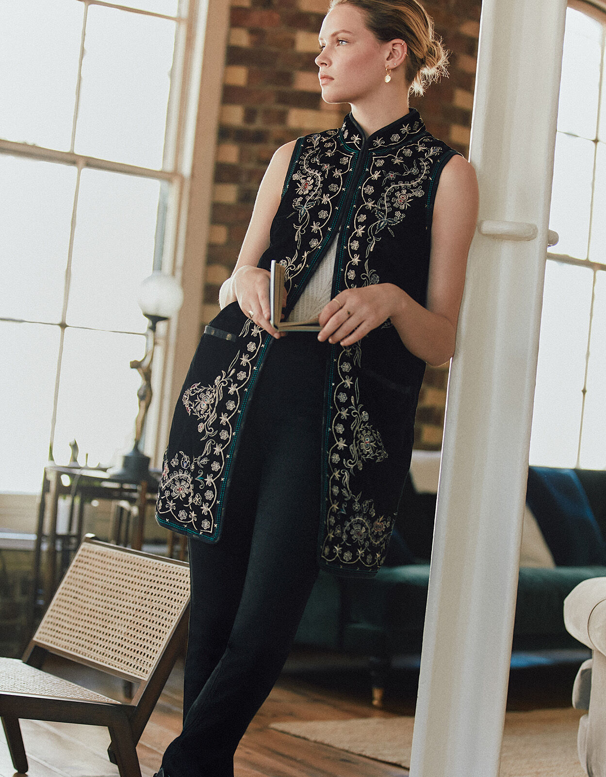 Black velvet waistcoat sale