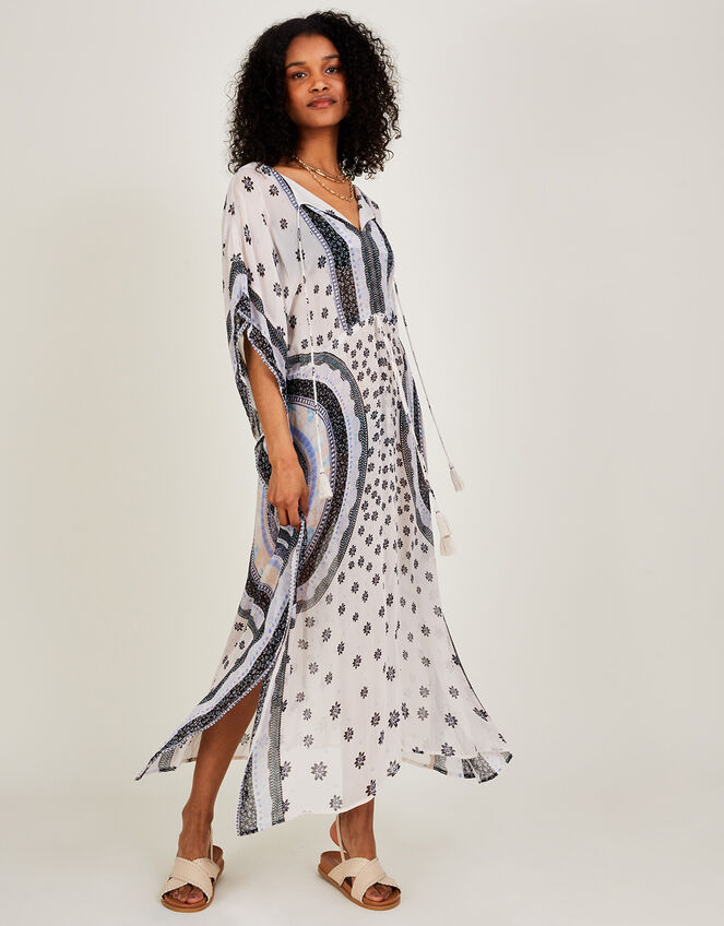 Circle Print Maxi Kaftan in LENZING™ ECOVERO™, Ivory (IVORY), large