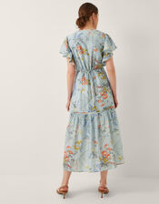 Jesse V-Neck Floral Midi Dress, Blue (PALE BLUE), large