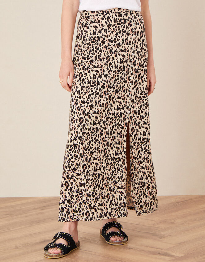 Vikky Animal Print Maxi Skirt, Camel (BEIGE), large