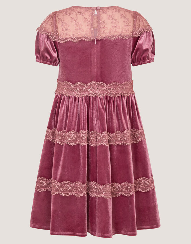 Freda Lace Velvet Party Dress, Pink (DARK PINK), large