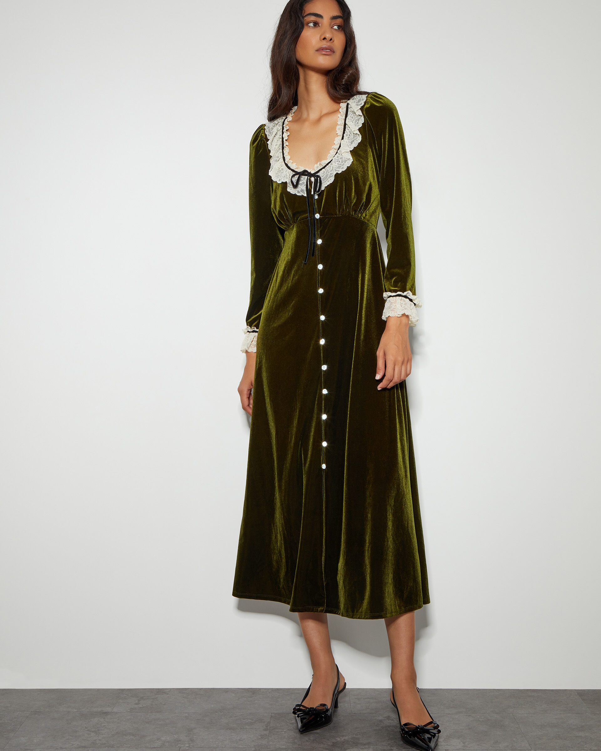 Green velvet dress monsoon outlet