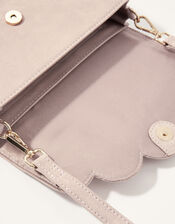 Suede Scallop Clutch Bag, , large