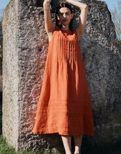 East Liza Sleeveless Linen Dress, Orange (ORANGE), large