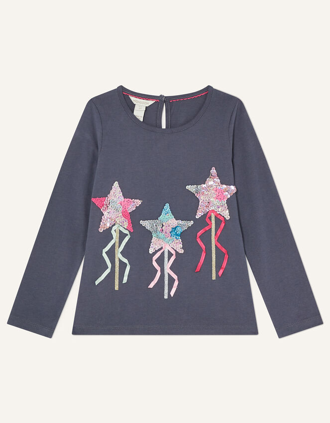Long Sleeve Star Wand Tee, Grey (CHARCOAL), large