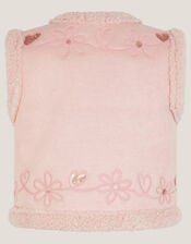 Floral Embellished Suedette Vest, Pink (PINK), large