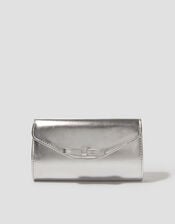 Selena Bow Metallic Clutch Bag, , large