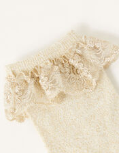 Sparkle Flower Socks, Gold (GOLD), large