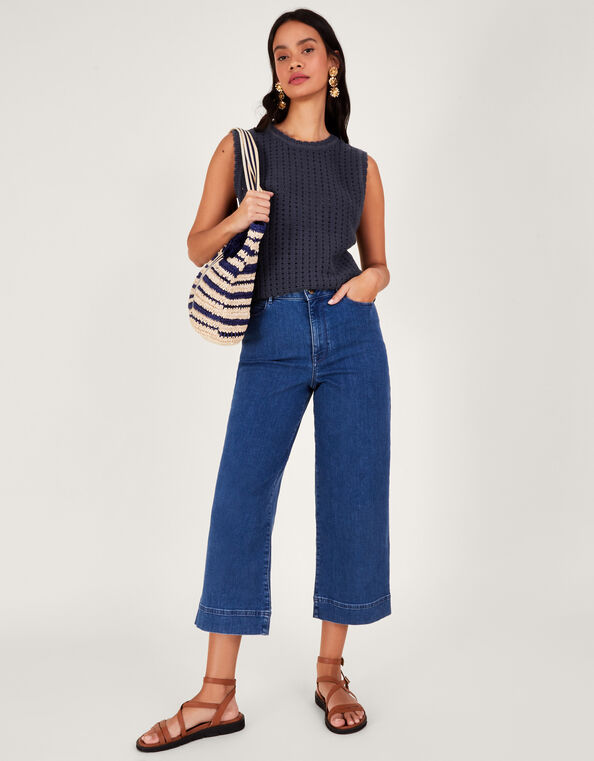 Stitch Knit Tank Top, Blue (NAVY), large