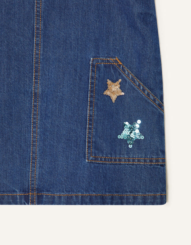Star Denim Pinny Dress, Blue (BLUE), large