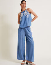 Peri Wide Leg Trousers, Blue (DENIM BLUE), large