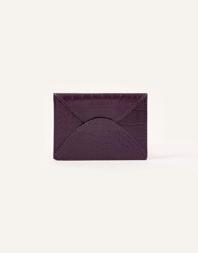 Croc Effect Leather Cardholder, , large