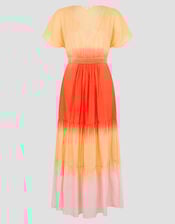 Maya Dip Dye Tiered Midi Dress, Orange (ORANGE), large