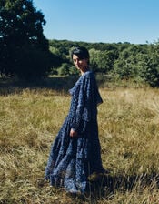 East Ellis Floral Print Cape Maxi Dress, Blue (BLUE), large