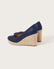 Canvas Espadrille Wedges, Blue (NAVY), large