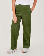Cord Wide Leg Suit Trousers, Green (GREEN), large