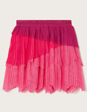 Tier Pleated Mesh Skirt, Pink (PINK), large