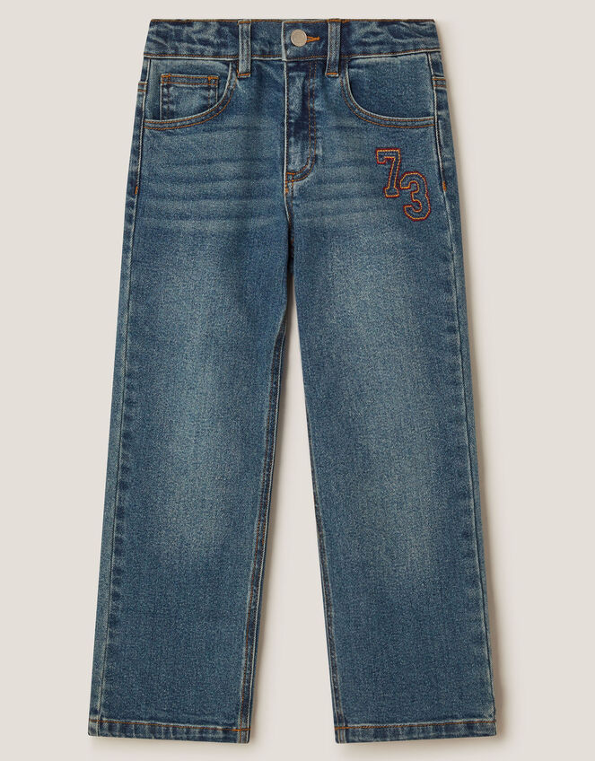 73 Logo Straight Leg Jeans, Blue (BLUE), large