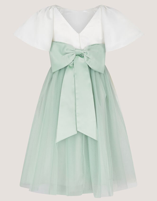 Angelica Bow Tulle Flower Girl Dress, Green (SAGE), large