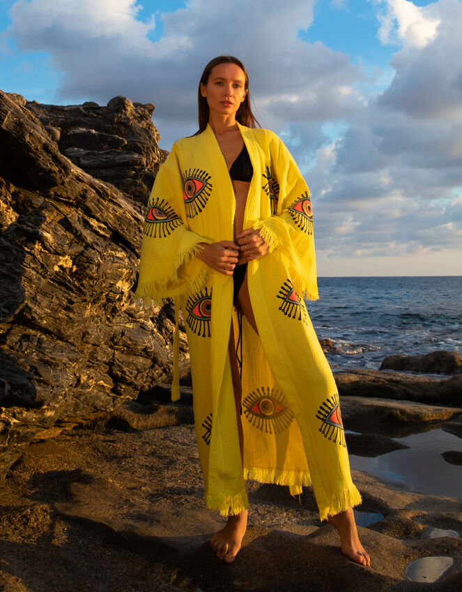 Meraki Beach Azra Kimono, Yellow (YELLOW), large