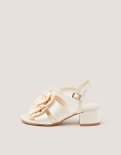 Double Bow Heeled Sandals, Ivory (IVORY), large