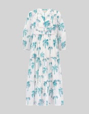 East Pami Palm Print Midi Dress, Ivory (IVORY), large