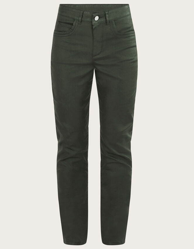 Coated Denim Skinny Jeans Green