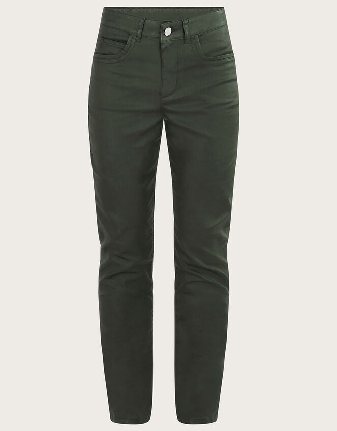 Coated Denim Skinny Jeans, Green (KHAKI), large
