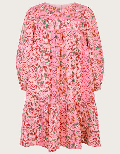 Patchwork Floral Print Dress, Pink (PINK), large