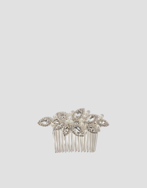 Floral Embellished Hair Comb Clip, , large