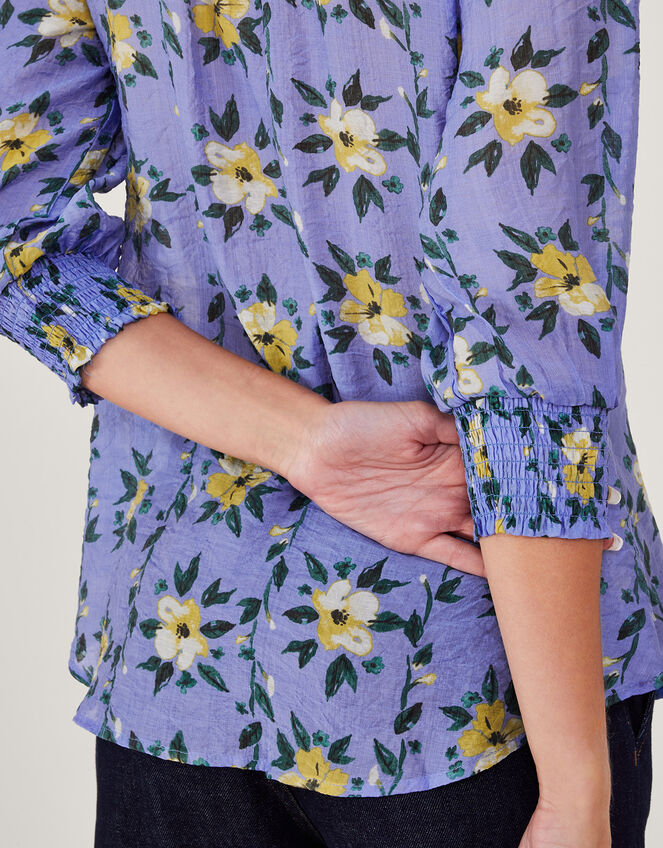 Annie Floral Blouse, Blue (BLUE), large