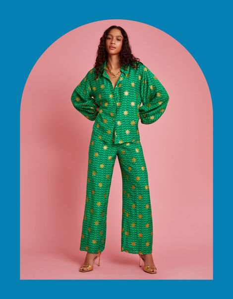 Sundress Joe Wavy Sun Embroidered Trousers, Green (GREEN), large