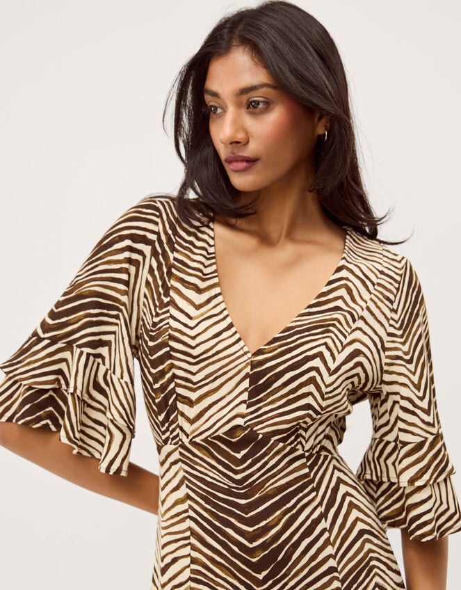 Pippa Animal Print Midi Dress, Green (KHAKI), large