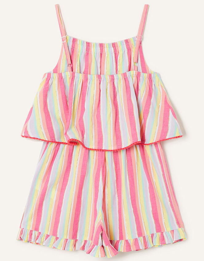 Rainbow Stripe Playsuit, Yellow (YELLOW), large