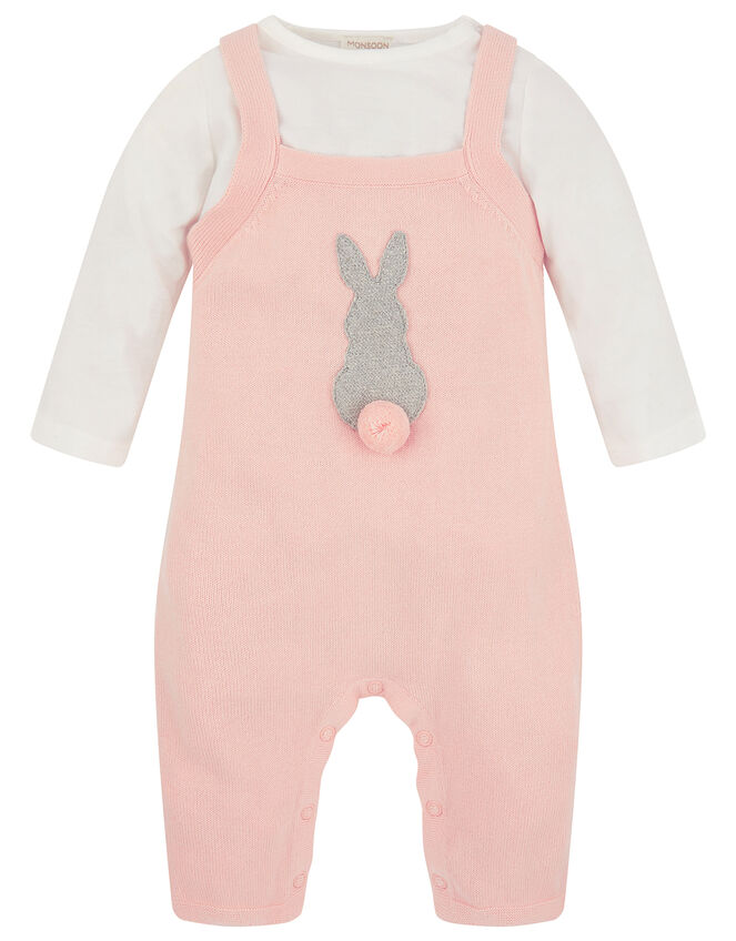 Newborn Baby Bunny Knit Dungarees Set, Pink (PINK), large