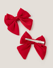 2-Pack School Bow Hair Clips, Red (RED), large