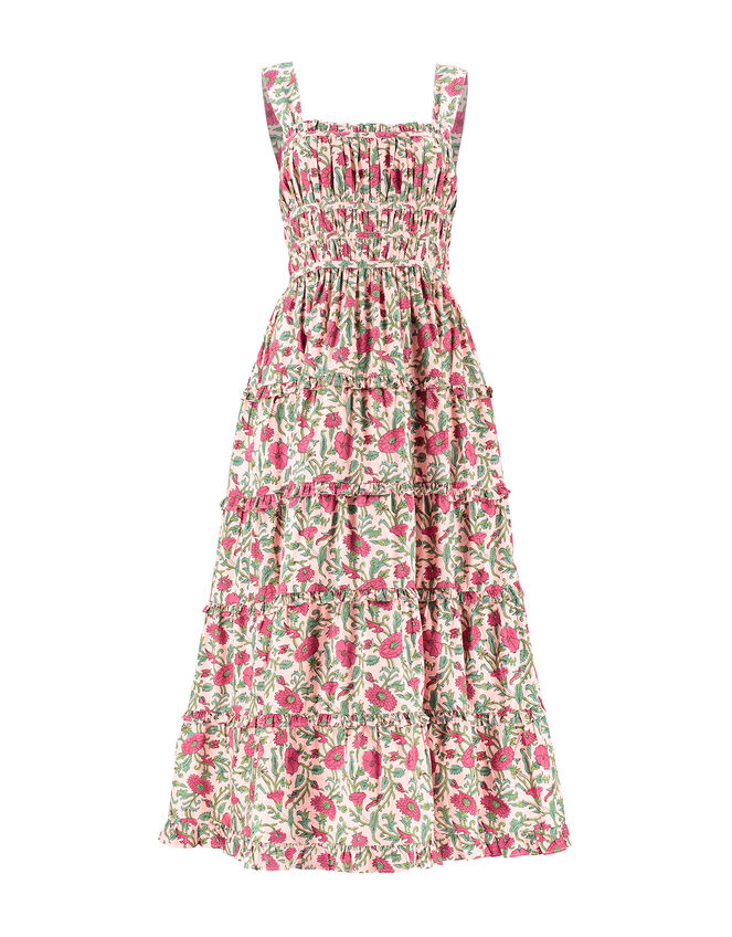 East Laurel Woodblock Midi Dress, Pink (PINK), large
