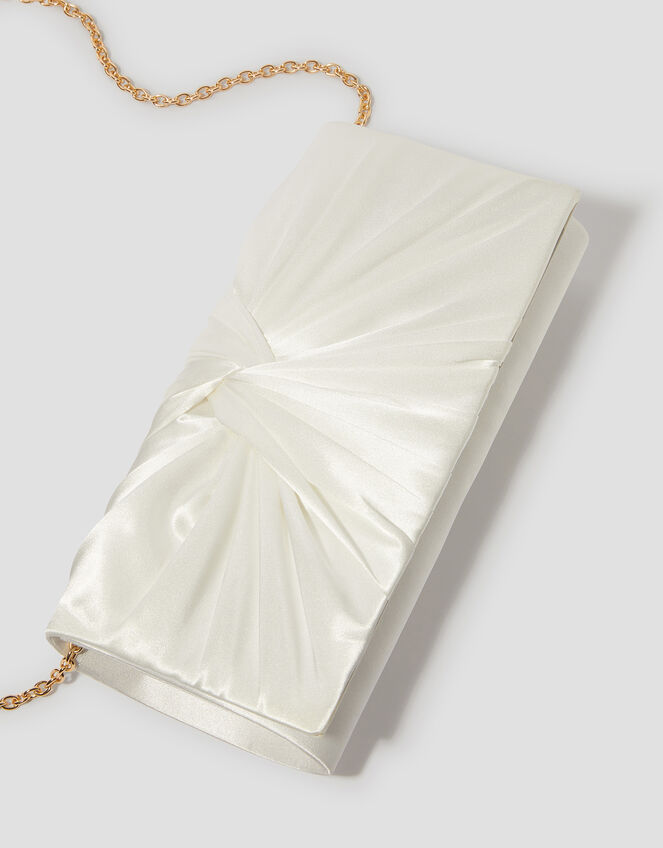 Talia Twisted Satin Clutch Bag, , large