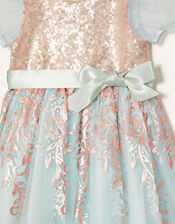 Baby Sequin Foil Dress , Teal (DUCK EGG), large