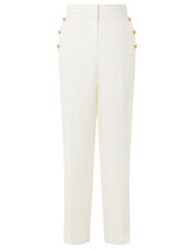 Smart Longer Length Trousers in Linen Blend, White (WHITE), large