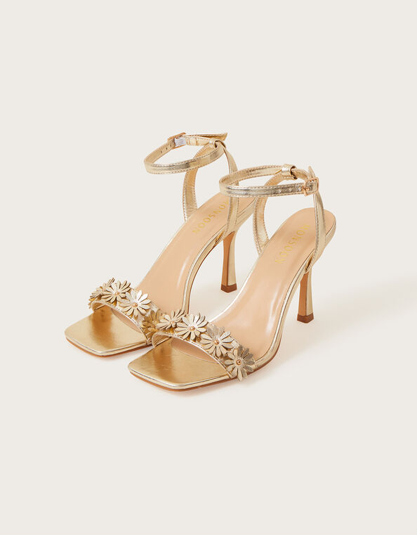 Metallic Flower Sandals, Gold (GOLD), large