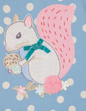 Baby Squirrel Sweat Dress and Tights, Blue (BLUE), large
