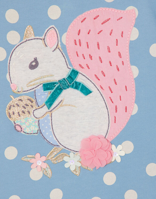 Baby Squirrel Sweat Dress and Tights, Blue (BLUE), large