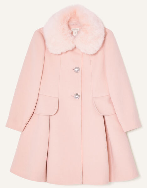 Bustle Back Bow Coat Pink, Pink (PALE PINK), large