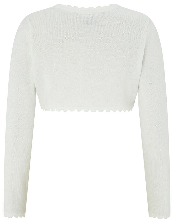 Niamh Sparkle Knitted Cardigan with Crystal Button, Ivory (IVORY), large