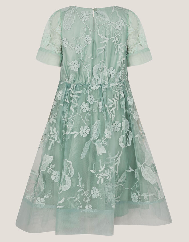 Montecarlo Floral Embroidered Party Dress, Green (SAGE), large