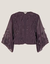 Cassidy Sparkle Appliqué Jacket, Purple (PURPLE), large