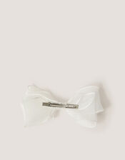 Large Organza Bow Hair Clip, Ivory (IVORY), large