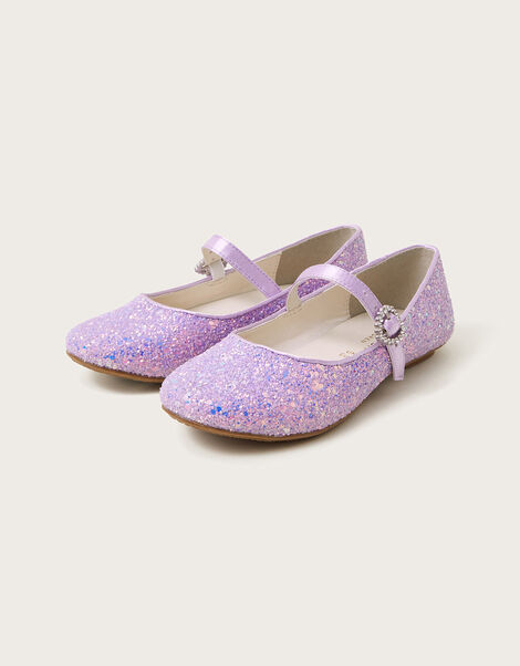 Glitter Ballerina Flats, Purple (LILAC), large