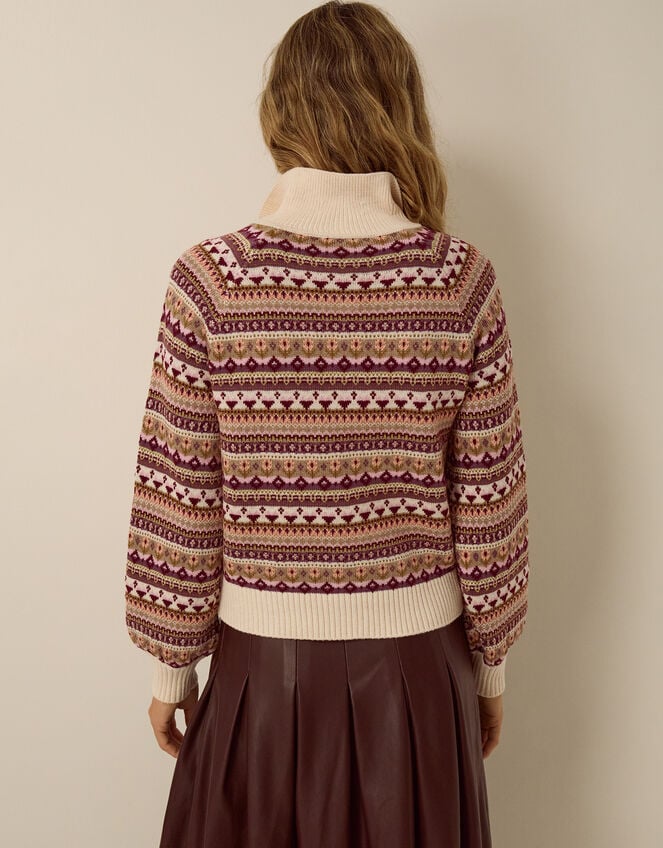 Fie Fair Isle Cardigan, Ivory (IVORY), large